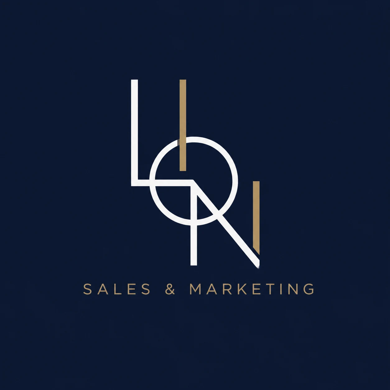 Geometric LION monogram exploration in white and gold on navy